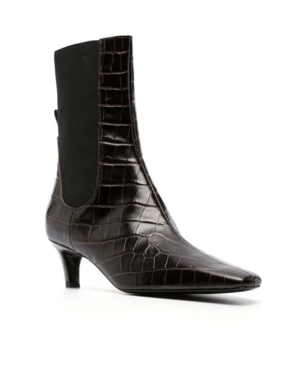Toteme Croc-Embossed Pointed Toe Kitten Heel Ankle Boot Size 36 / US 6 - Picture 2 of 10